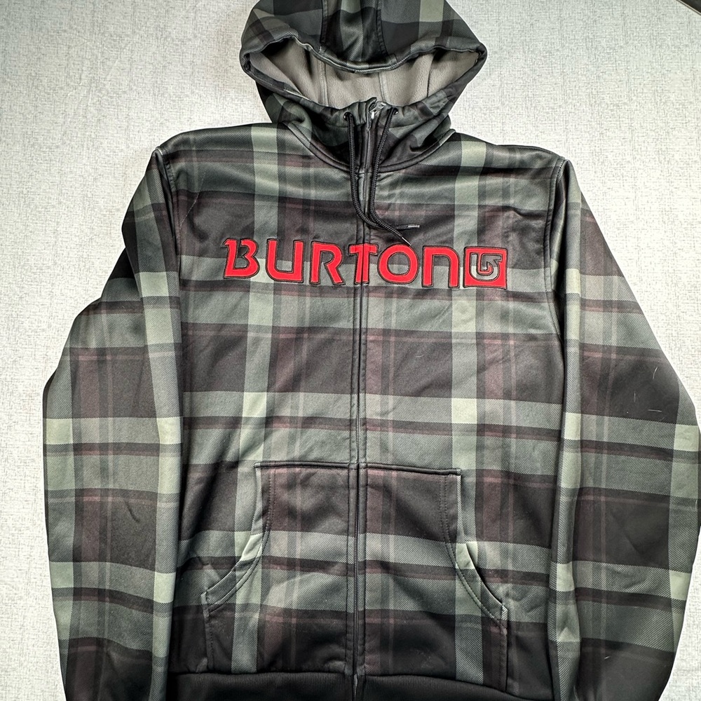 Burton Men's Plaid Hooded Jacket - Black and Green